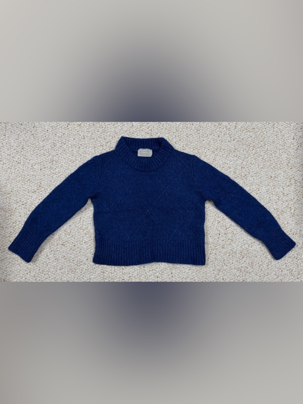 Everlane Navy Diamond Knit Cropped Sweater